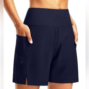 G Gradual 7" Long Swim Board Shorts High Waisted With Liner Pockets Navy XXL